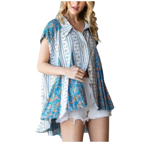 Oli & Hali Tops - NWOT OLI & HALI Women’s Boho Western Printed Snap Front Swing Tunic